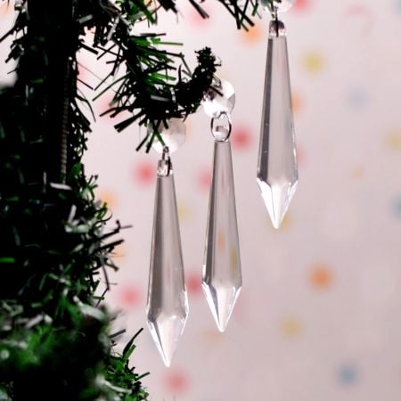 Handmade Glass Crystal Prism Chaindelier Ornaments in Set of 20
